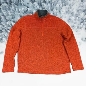 Koppen Men's Medium 1/4 Zip Fleece Ski Snow Orange Heather Sweater Warm